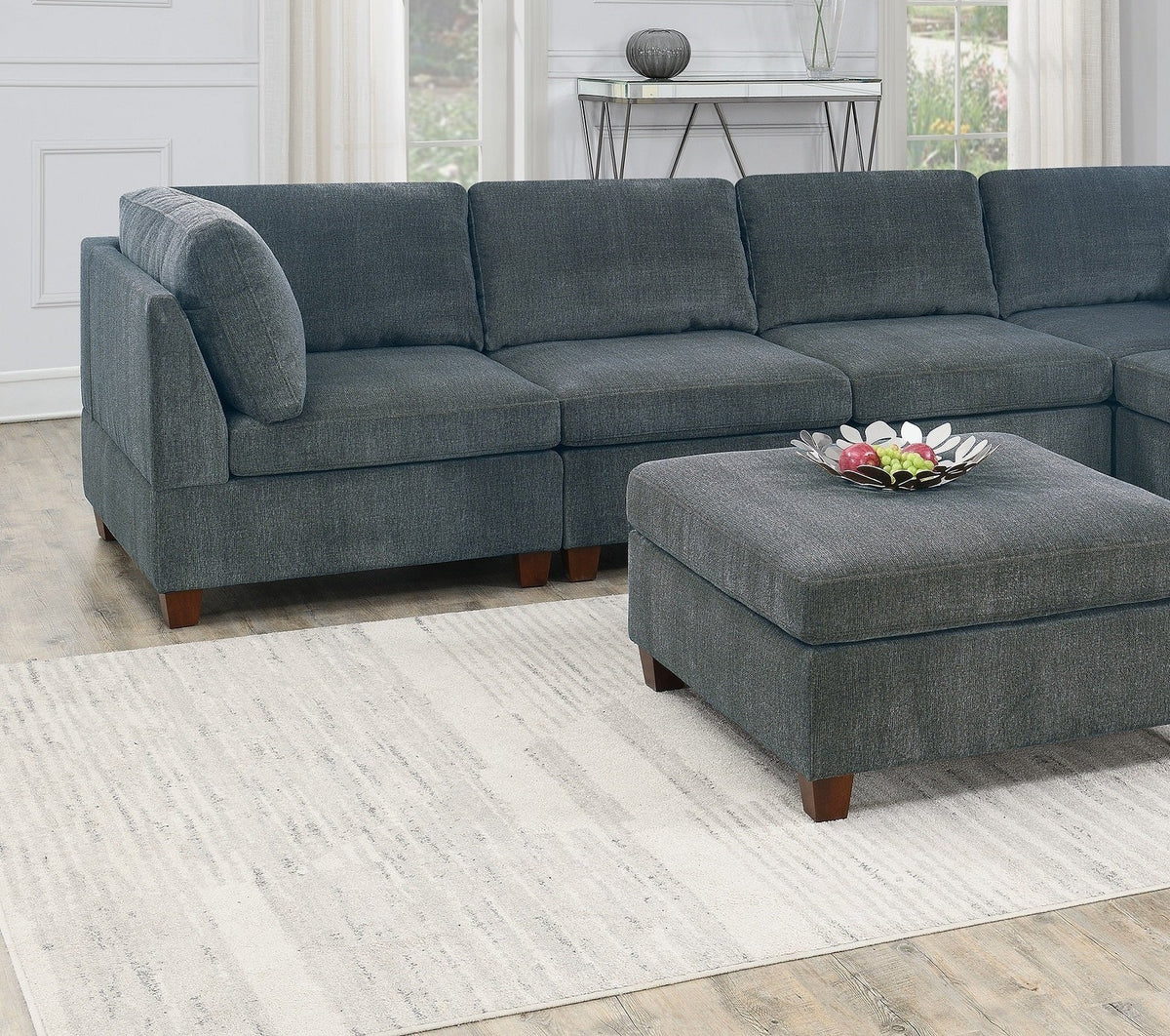 Grey Chenille Modular Sectional 8pc Set Q9640