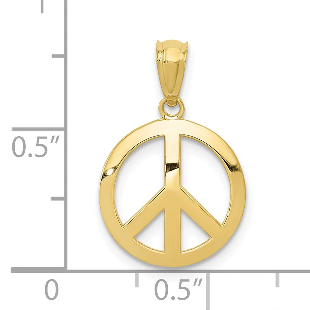 10K Yellow Gold Polished Peace Sign Circle Pendant Charm Y44024