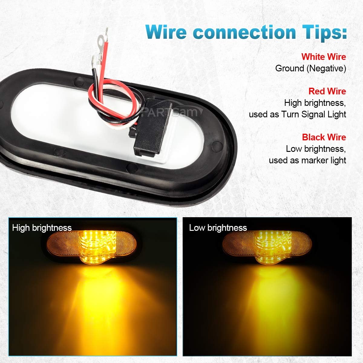 4pcs 6" Amber LED Oval Truck Semi Trailer Mid-Ship Marker and Turn Signal Lights N501279
