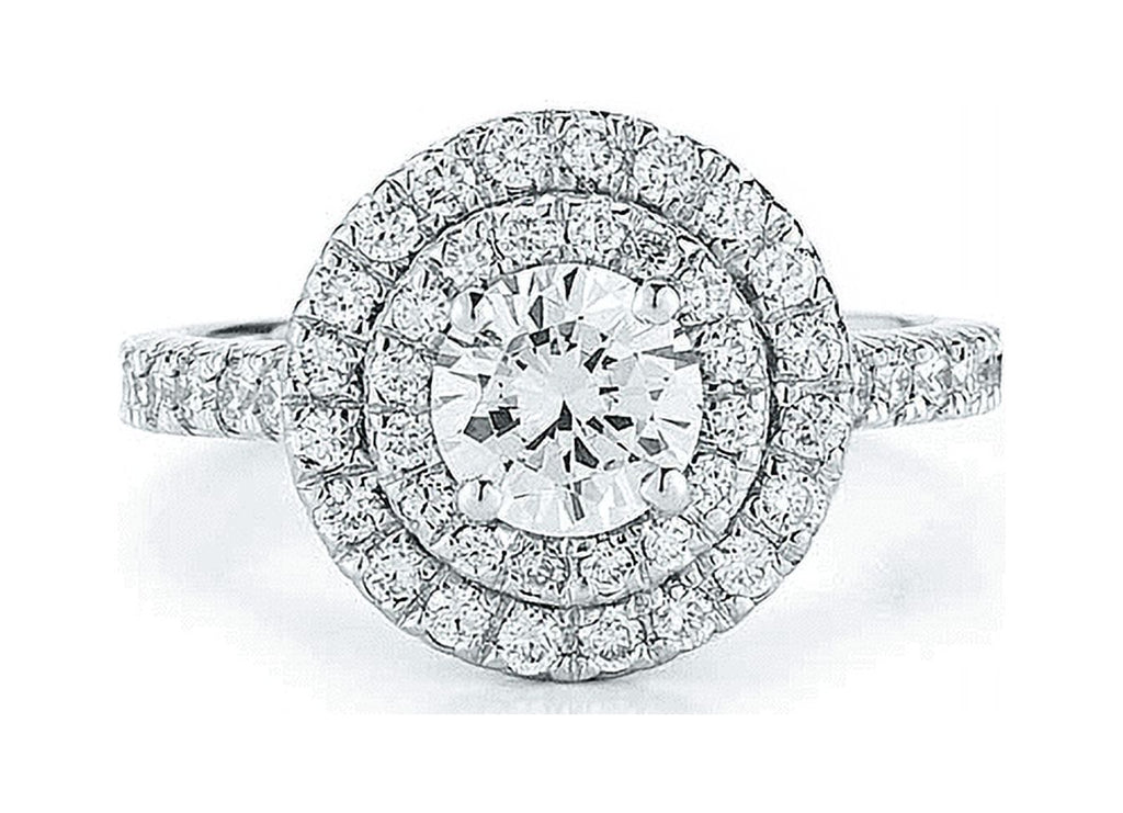 14k White Gold Double Halo Engagement Ring T5844