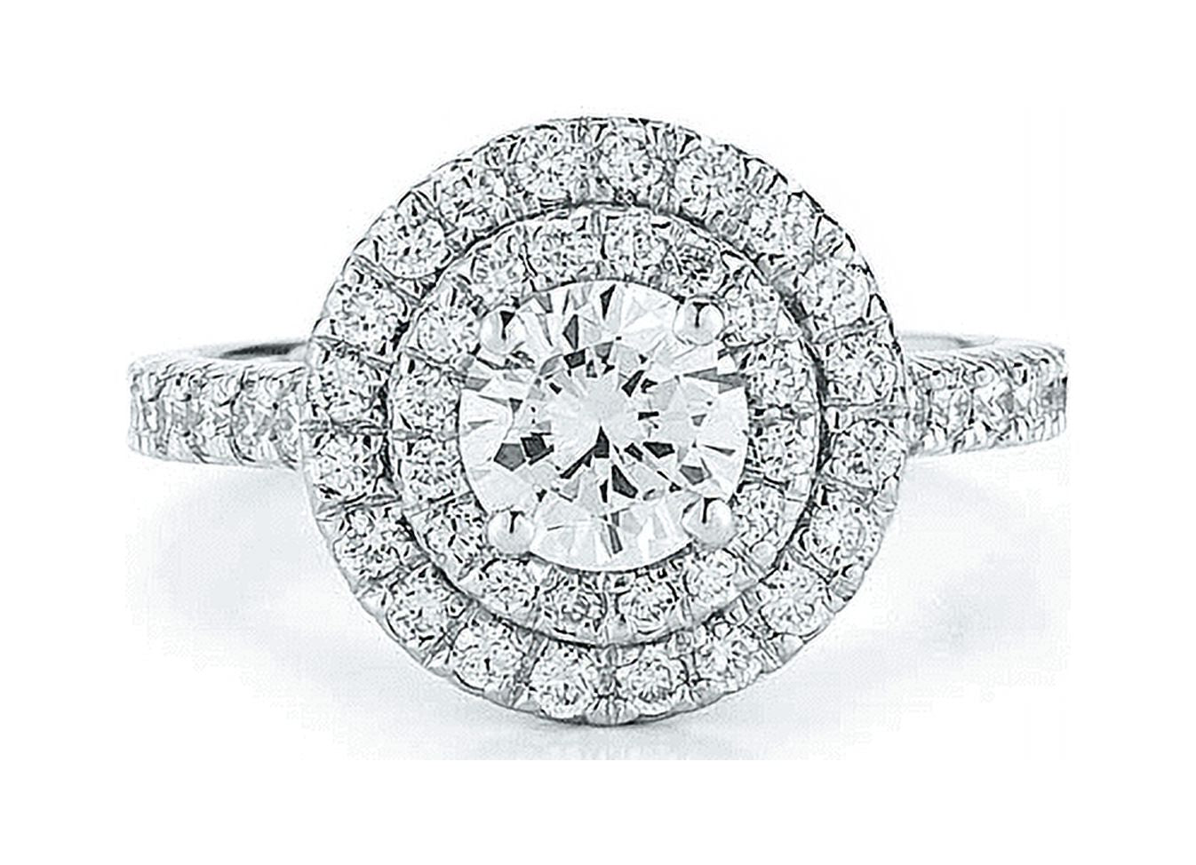14k White Gold Double Halo Engagement Ring T5844