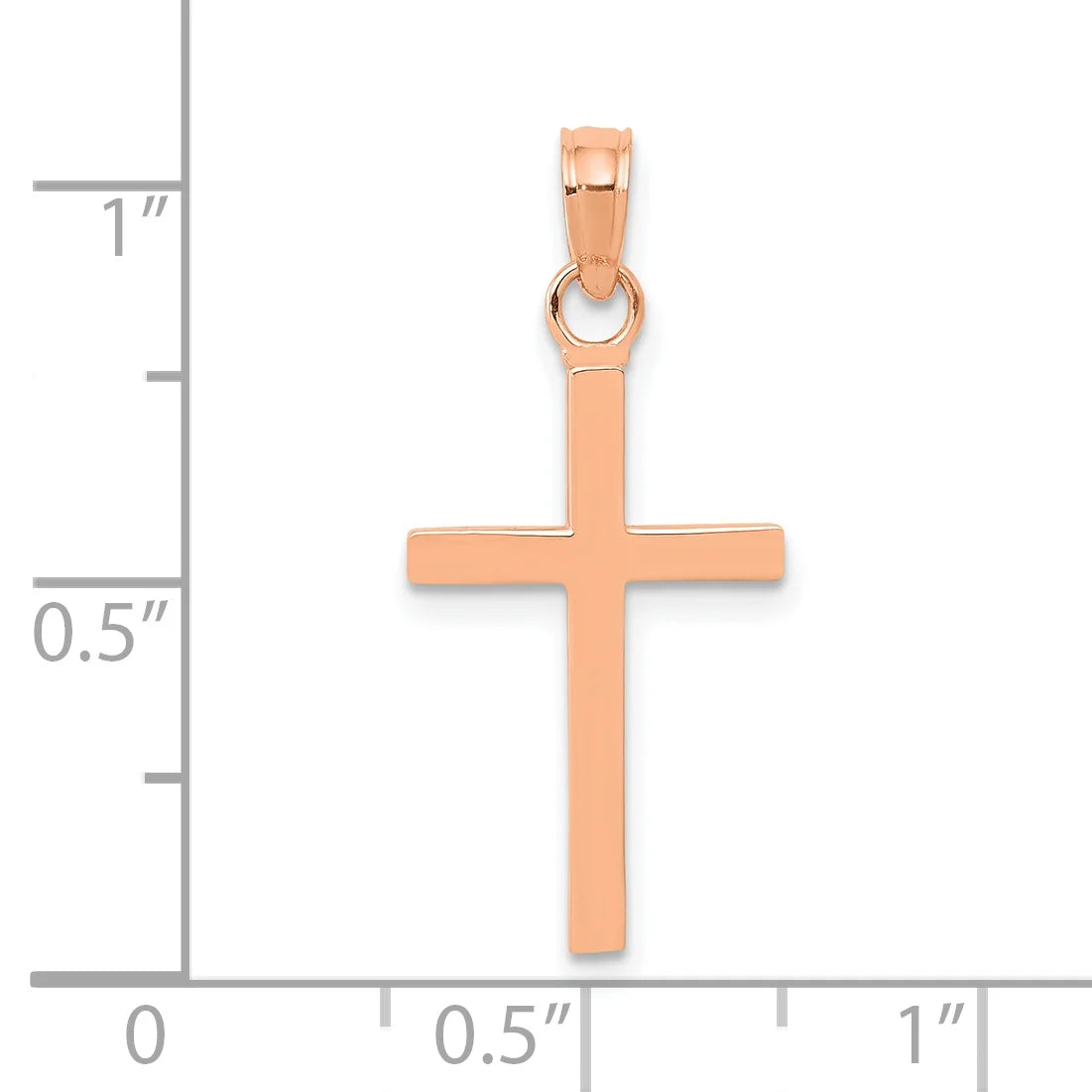 14K Rose Gold Polished Cross Pendant With 14K Yellow Gold Rope Chain 16" Z69228