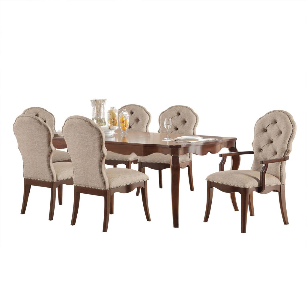 Beige Fabric Walnut Side Chair (Set of 2) U941