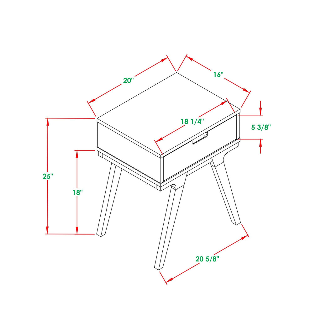 White/Caramel 1 Drawer Side Table V109710