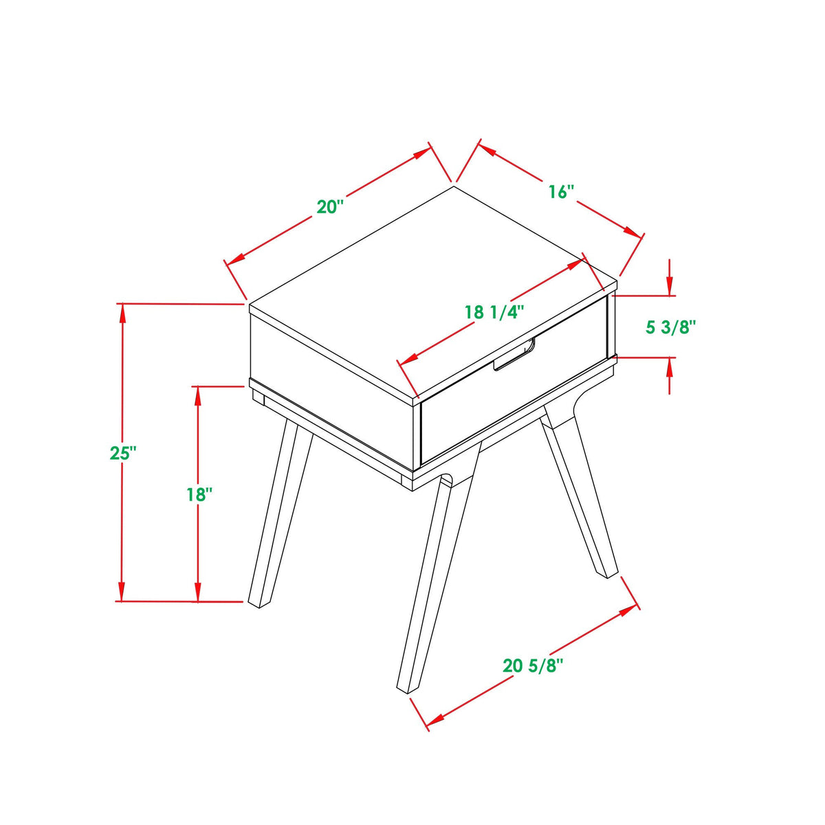 White/Caramel 1 Drawer Side Table V109710