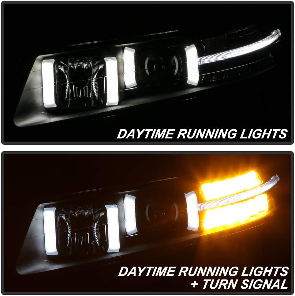 LED Signal DRL Tube Projector Headlights Headlamps Driver & Passenger Side C167881
