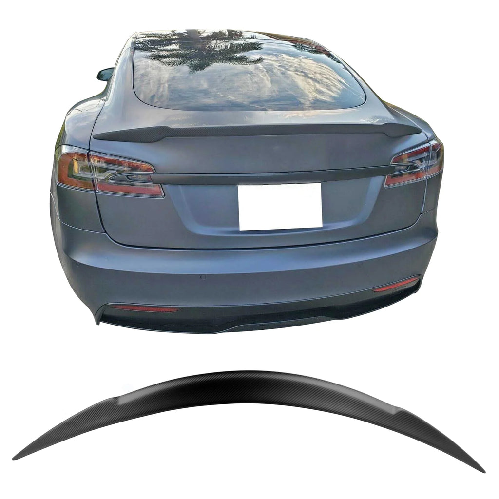 Matte Carbon Fiber Trunk Spoiler for Tesla Model S A450
