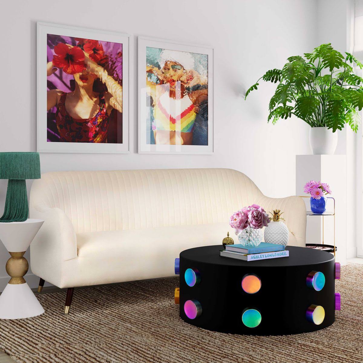 Cream Velvet Sofa Q636