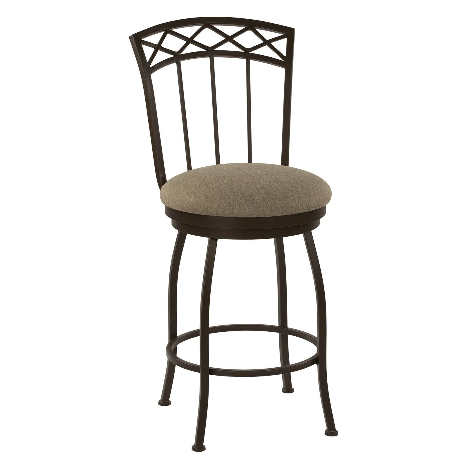 30x22 Bar Height Metal Swivel Barstool in Geneva Pepper Fabric and Matte Black Finish A247