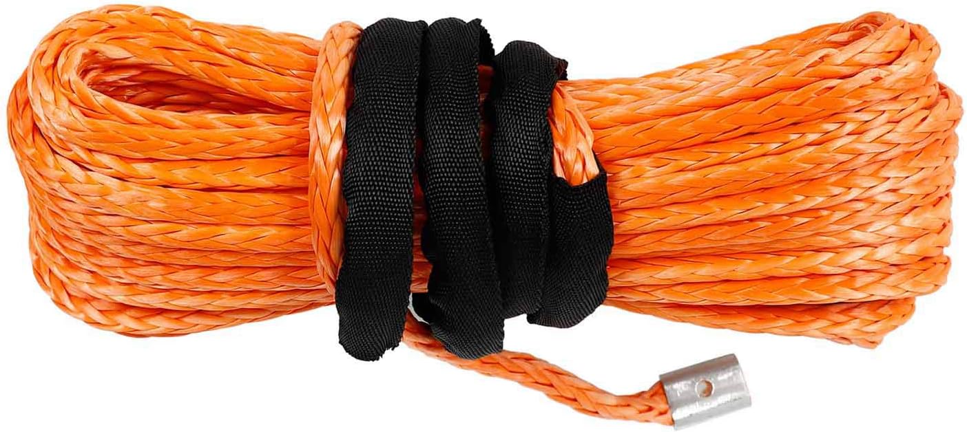 5/16" x 50' Synthetic Winch Rope 20000 LB Capacity Orange Pack of 2 P239588