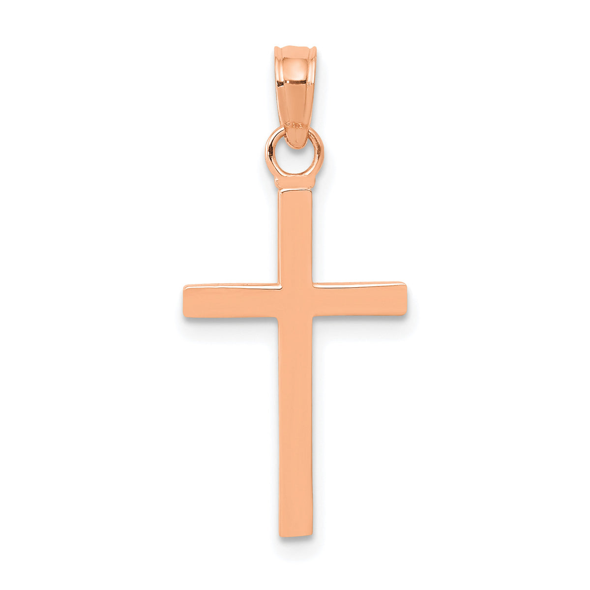 14K Rose Gold Polished Cross Pendant With 14K Yellow Gold Rope Chain 16" Z69228