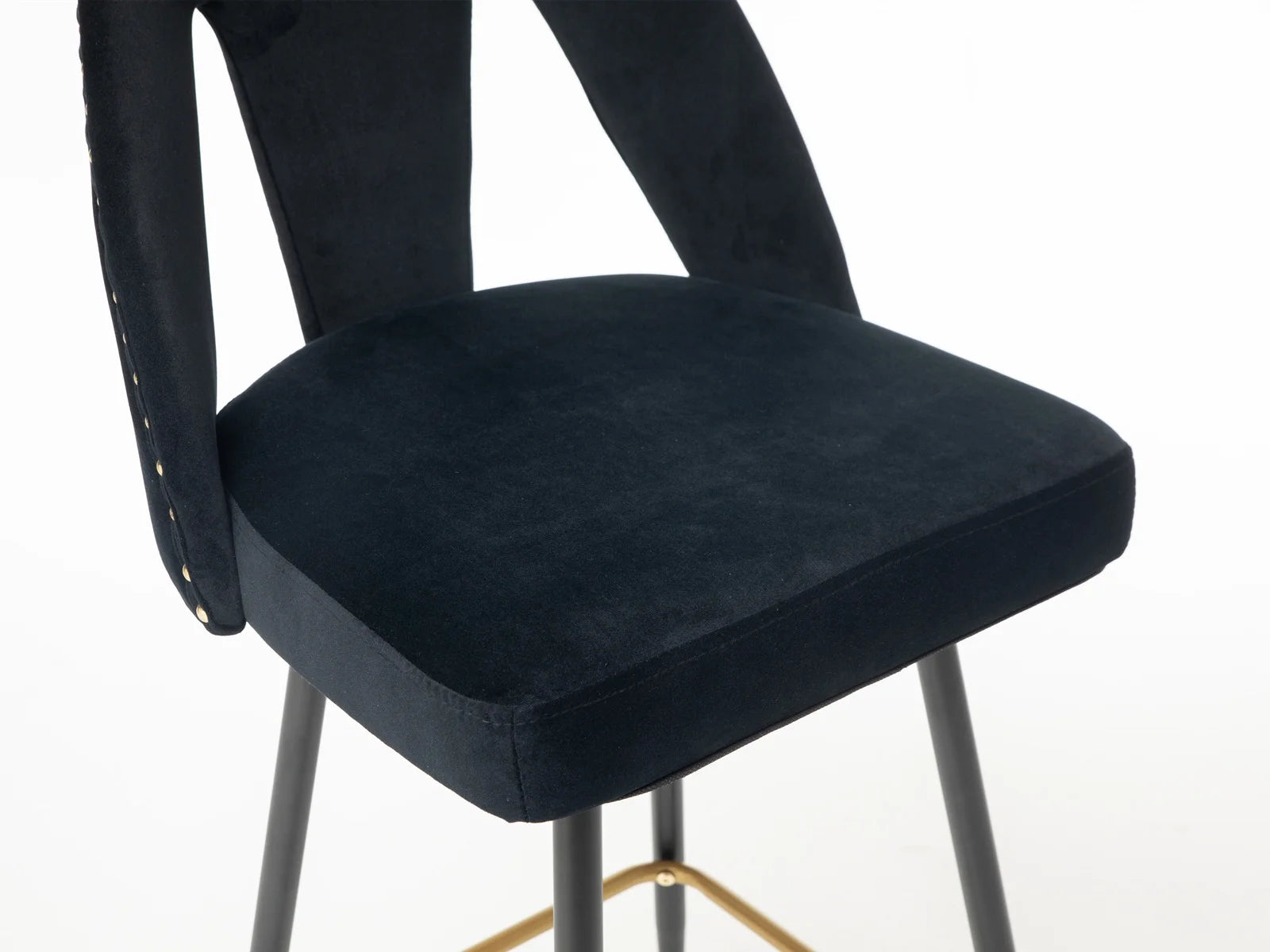 Black Velvet Bar Stools with Back, 30 inch Seat Height, Set of 4 Z218734