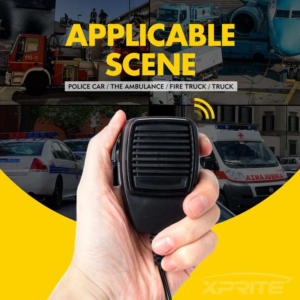 200 Watt 8 Tones Emergency Warning Siren Speaker PA System Kit with Handheld Microphone Y20394