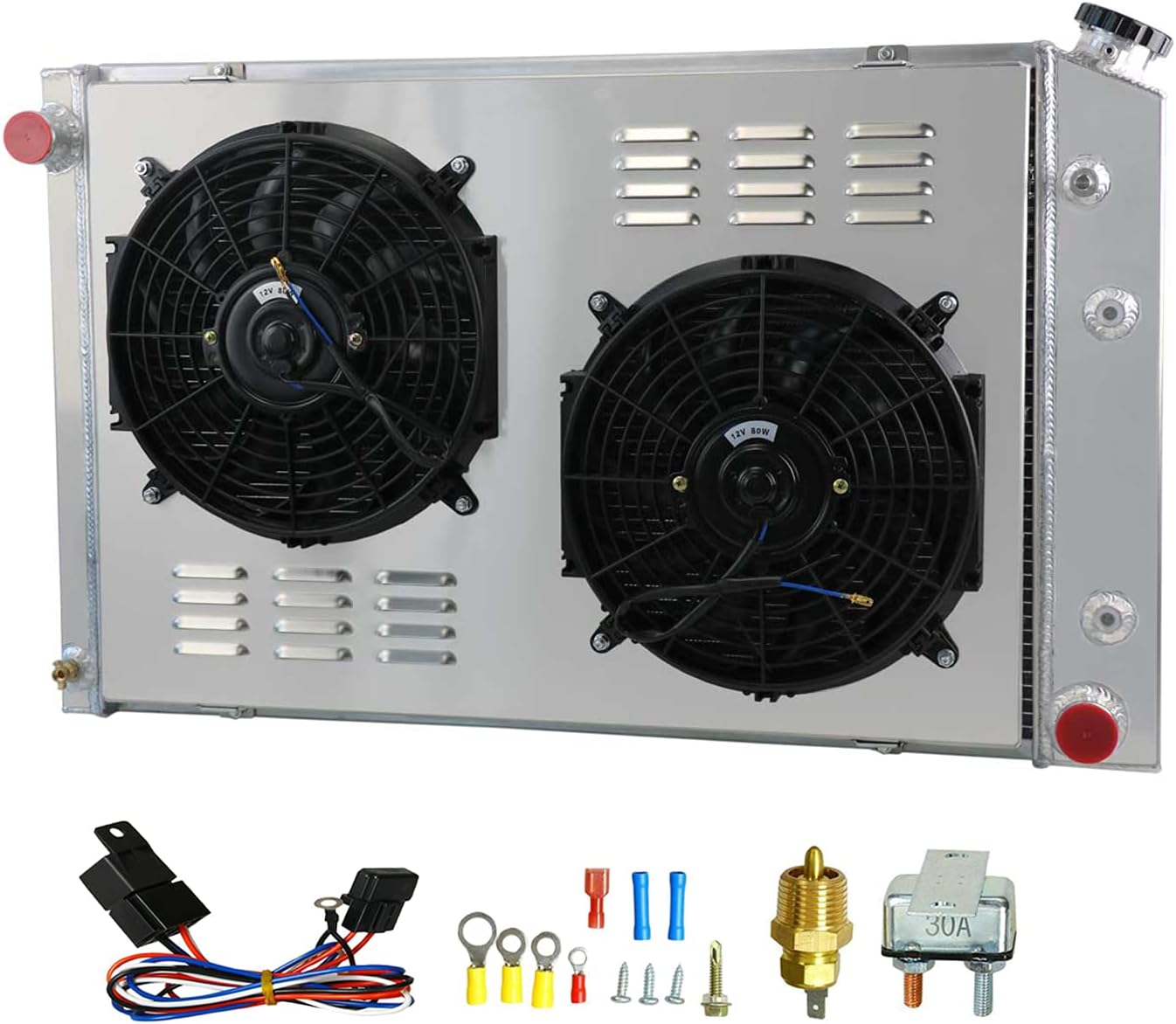 3 Row Core Radiator with Shroud Fans for Chevrolet GMC Pickup Truck P63866