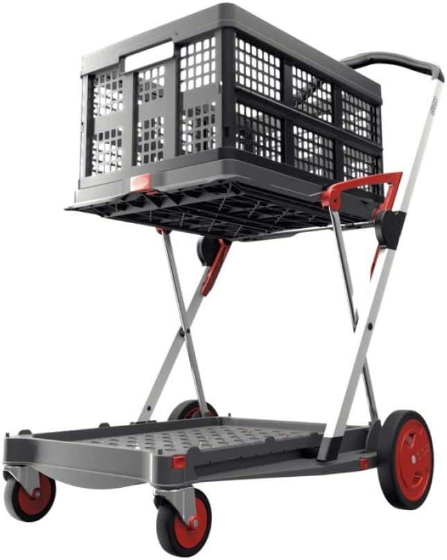 Pink Collapsible Shopping Cart with Storage Crate M2110