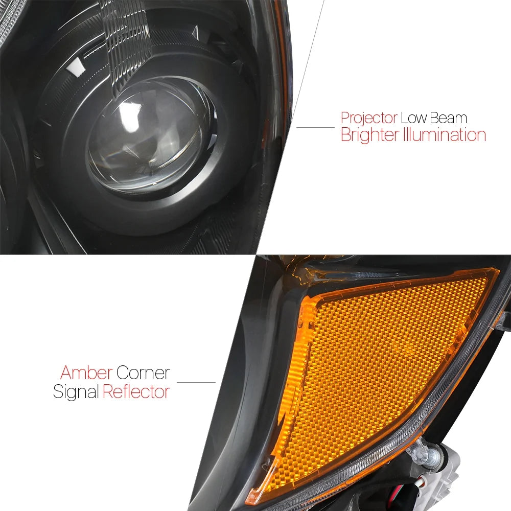 Black Projector Headlight Amber Turn Signal Reflector I218