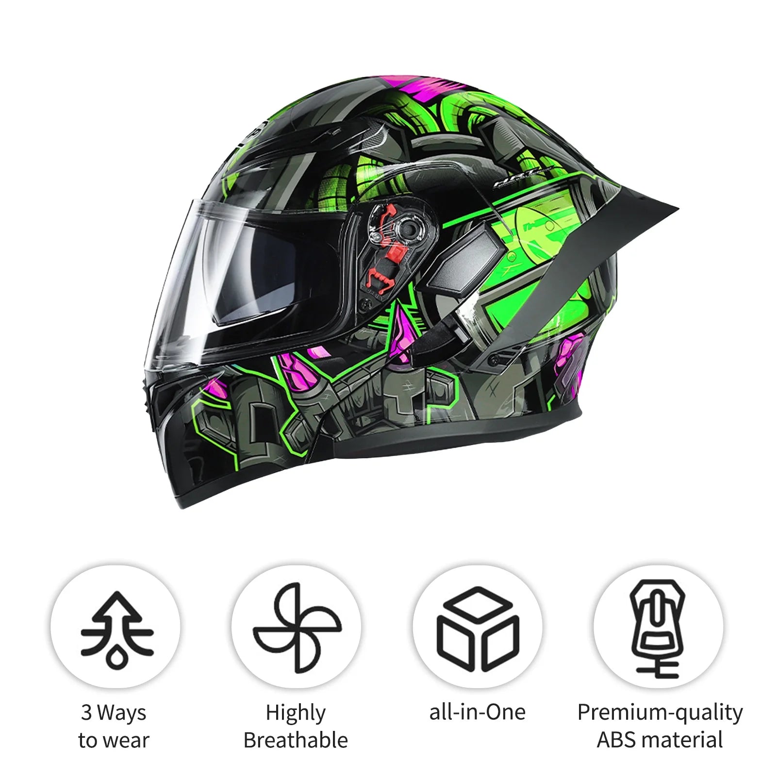 XL Dual Visor Flip up Full Face Motorcycle Helmet A40329