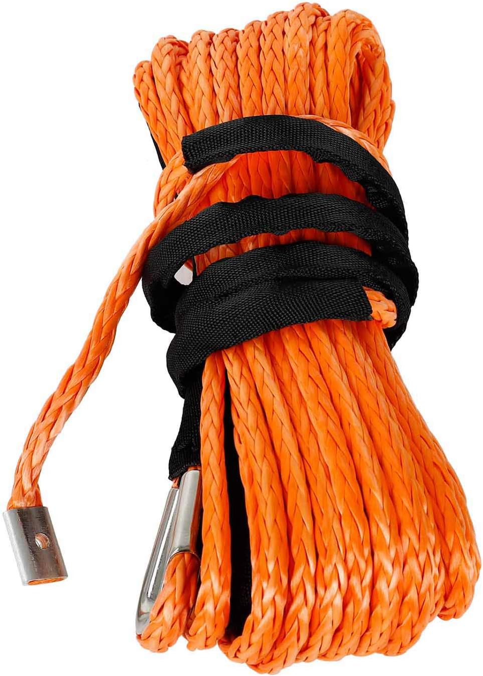 5/16" x 50' Synthetic Winch Rope 20000 LB Capacity Orange Pack of 2 P239588