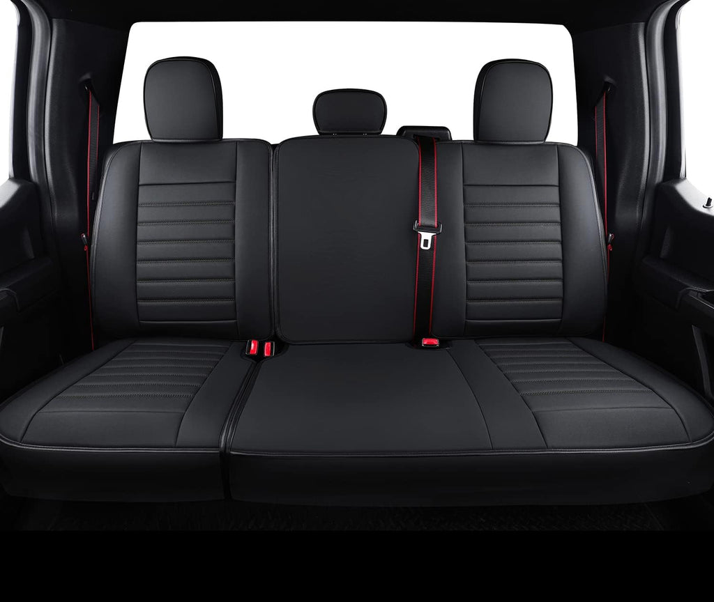 F150 Crew Cab Seat Covers with Faux Leather (Black & Red) V55737