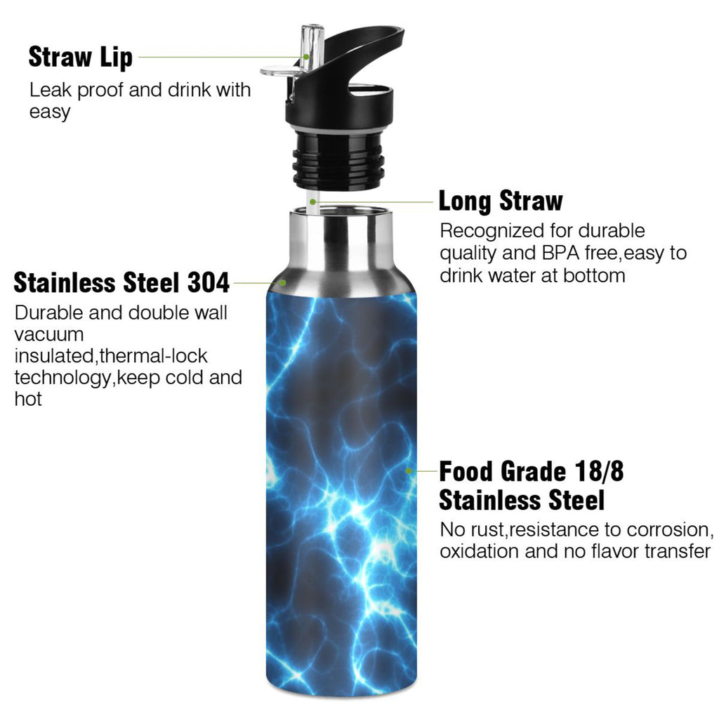 Dark Blue 20 OZ Stainless Steel Vacuum Insulated Water Bottle with Straw Lid U467285