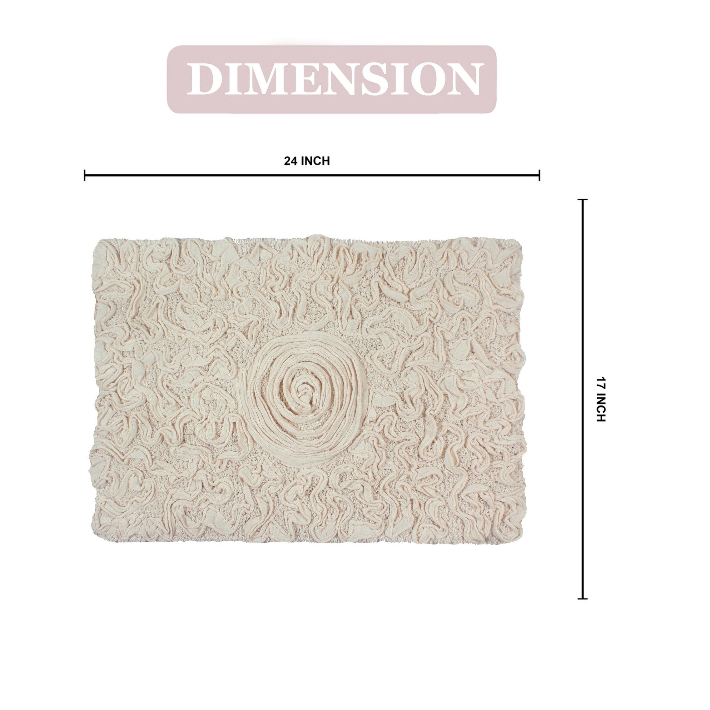 Ivory Cotton Bathroom Rug 17"x24" E1128