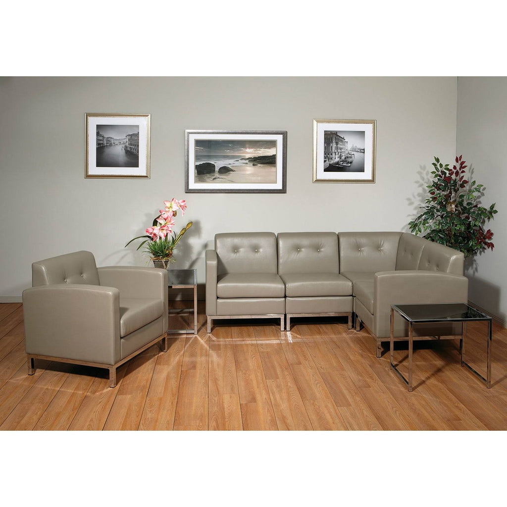 Smoke Faux Leather Arm Chair C142