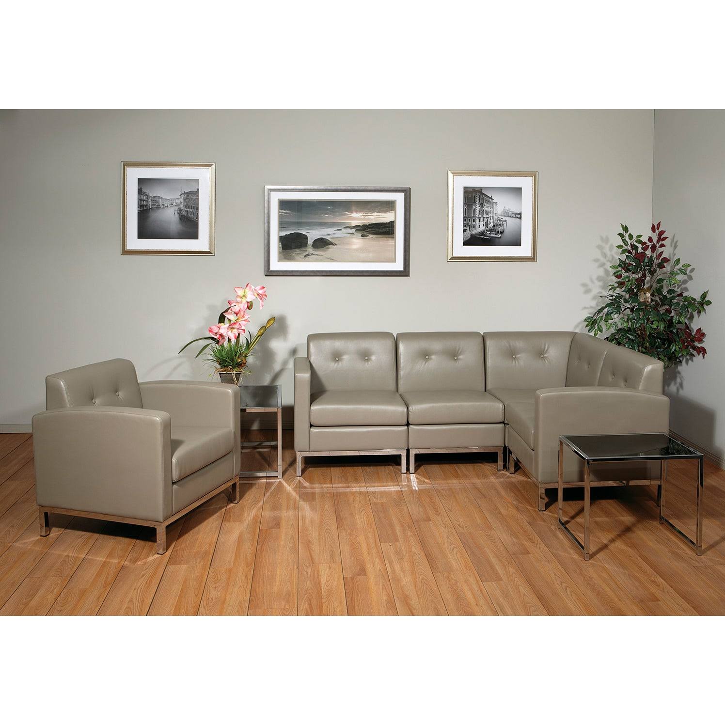 Smoke Faux Leather Arm Chair C142