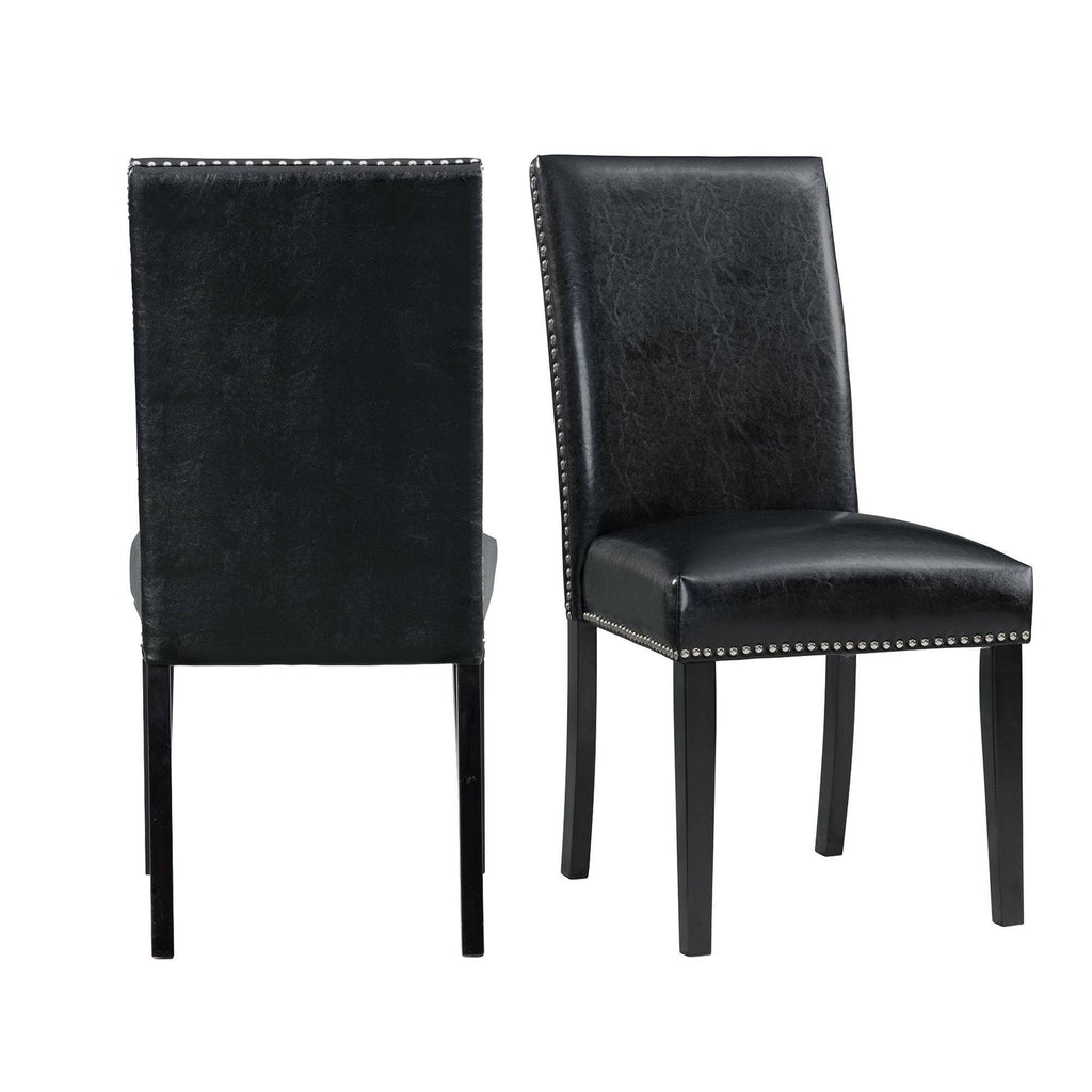 Black Faux Leather Side Chair Set G7292