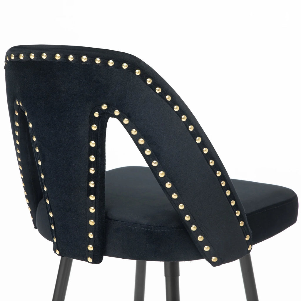Black Velvet Bar Stools with Back, 30 inch Seat Height, Set of 4 Z218734
