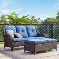 3-Piece Patio Conversation Set with Cushioned Sofa and Ottomans G665362