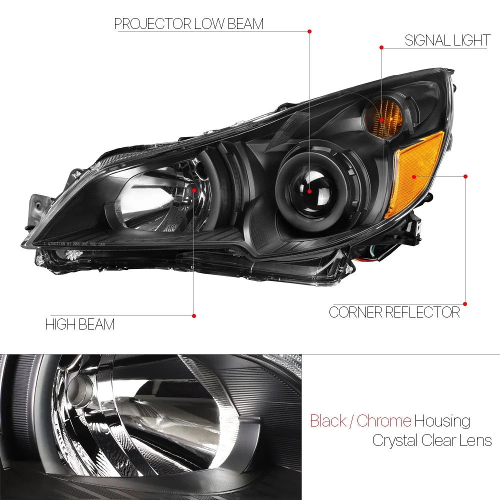 Black Projector Headlight Amber Turn Signal Reflector I218