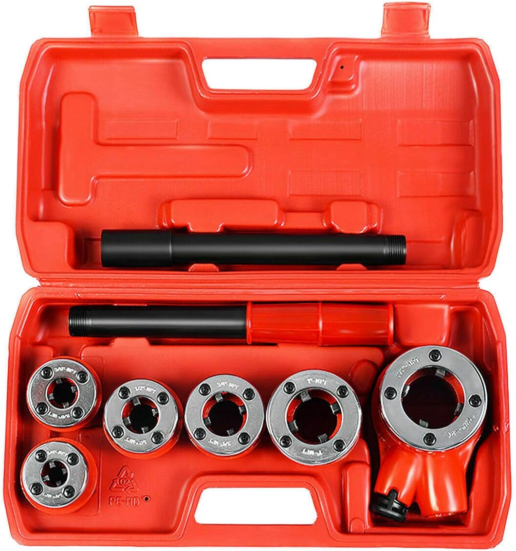 Ratchet Pipe Threader Kit Set with 6 Dies and Storage Case Pack of 2 R1472