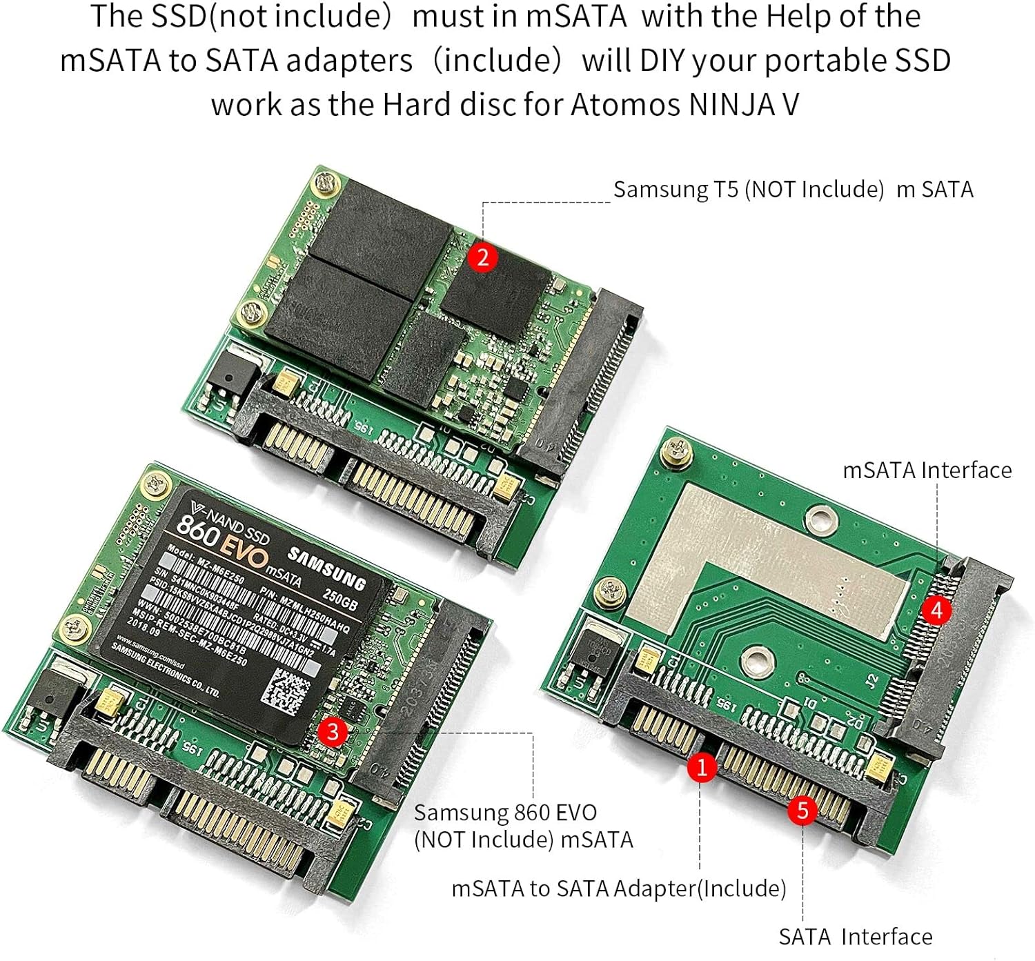 mSATA SSD Case with mSATA to SATA Adapter J9109