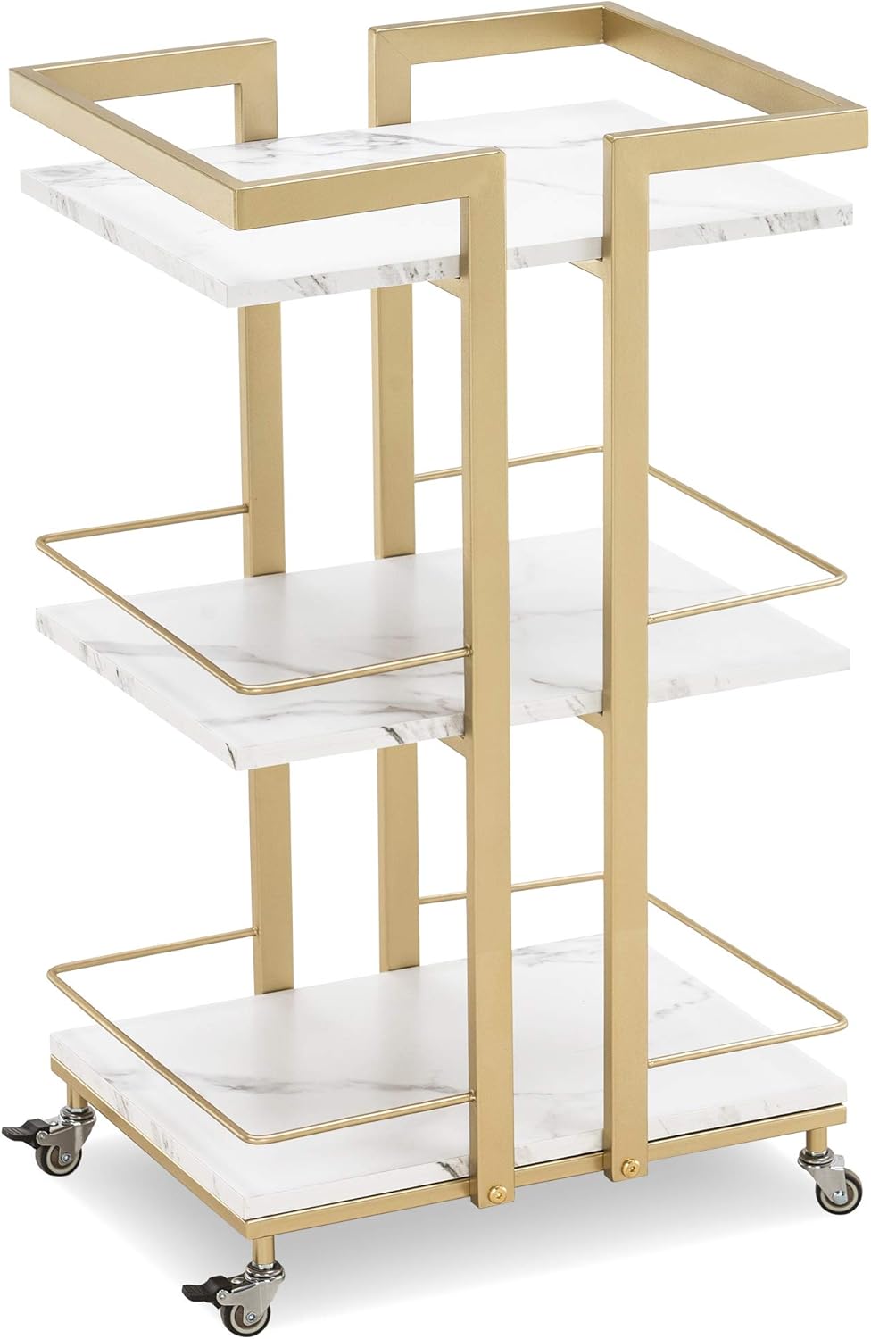 White Rolling Barber Cart with Wheels S3452