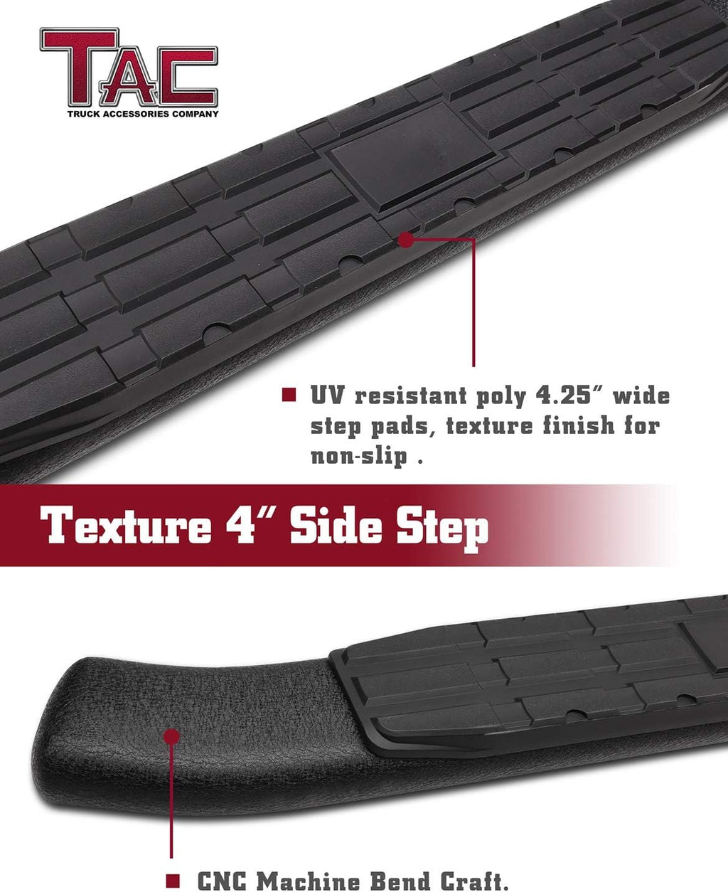 Black Texture Side Bars for Ford Ranger Super Cab Pickup (2pcs) G355