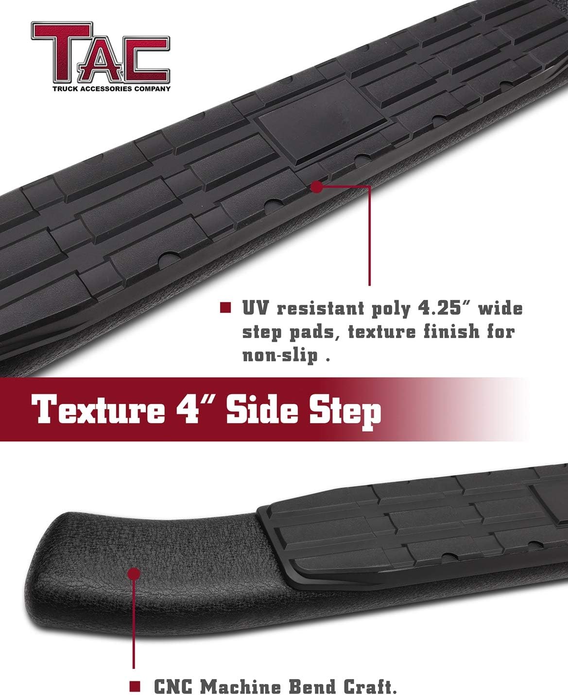 Black Texture Side Bars for Ford Ranger Super Cab Pickup (2pcs) G355