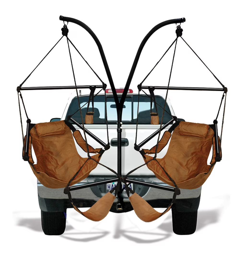 Trailer Hitch Stand and Natural Tan Chairs Combo O418986