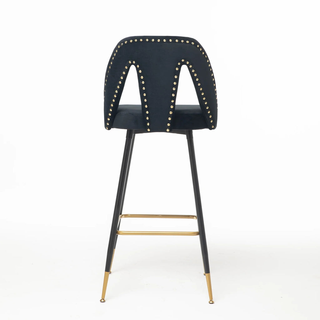 Black Velvet Bar Stools with Back, 30 inch Seat Height, Set of 4 Z218734