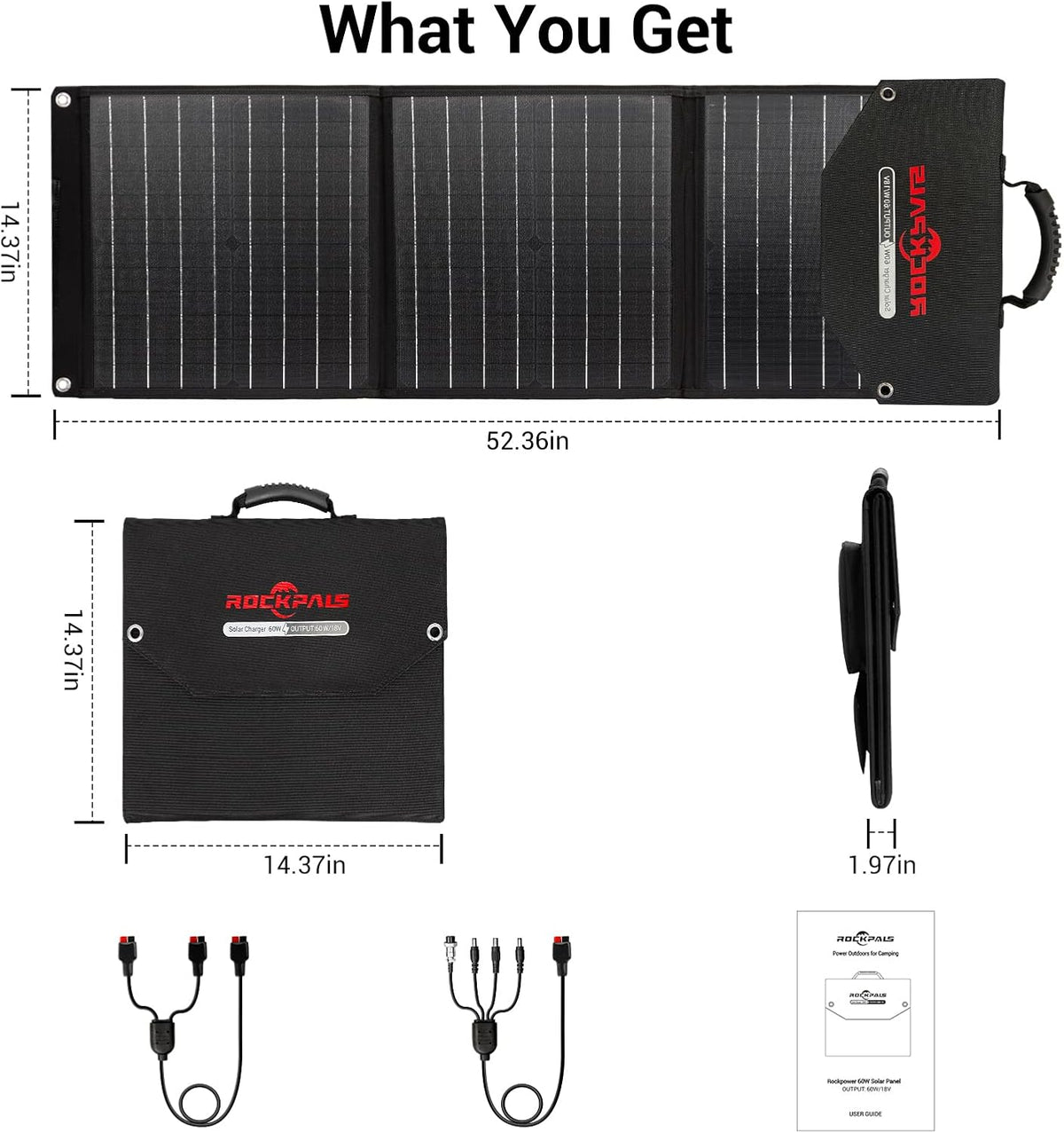 60W Foldable Solar Panel with ETFE Technology, USB-C, Kickstand Portable Solar Panel Y326443