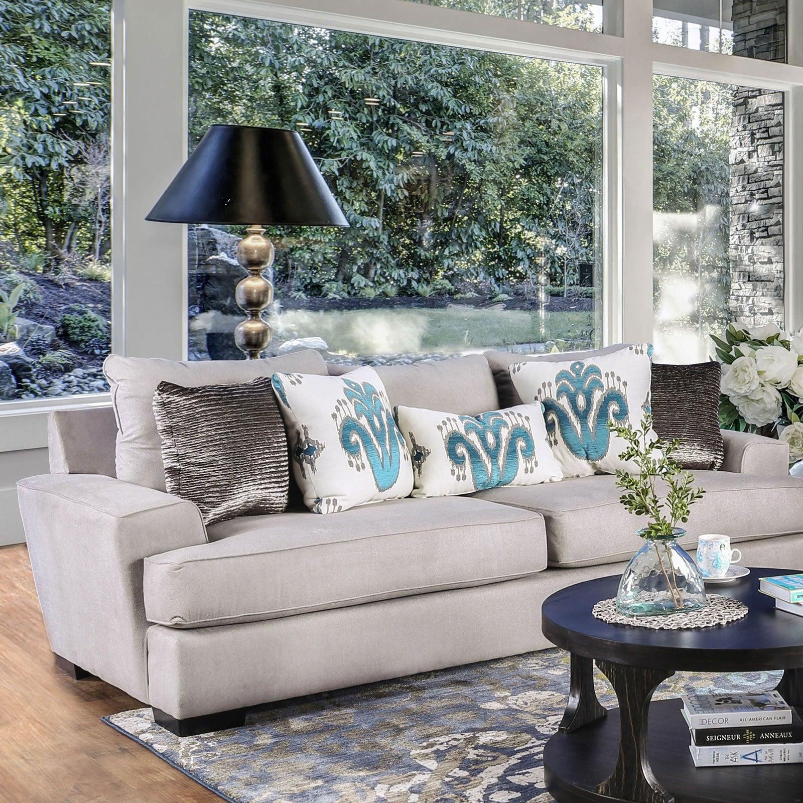 Gray & Silver Chenille Sofa and Loveseat Y973