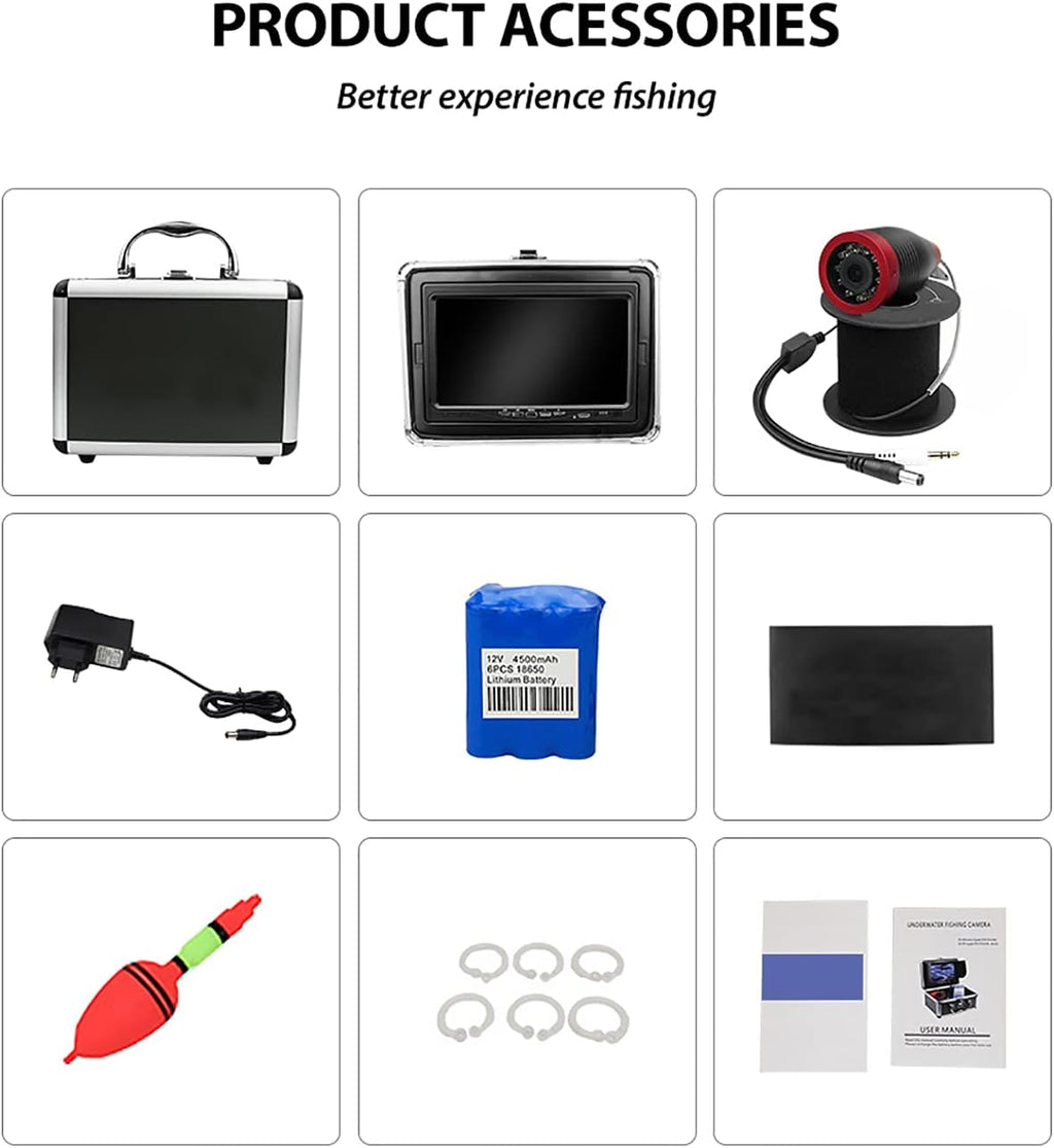 Underwater Fishing Camera with 4.3 Inch IPS Screen 1000TVL 30m Cable D457900