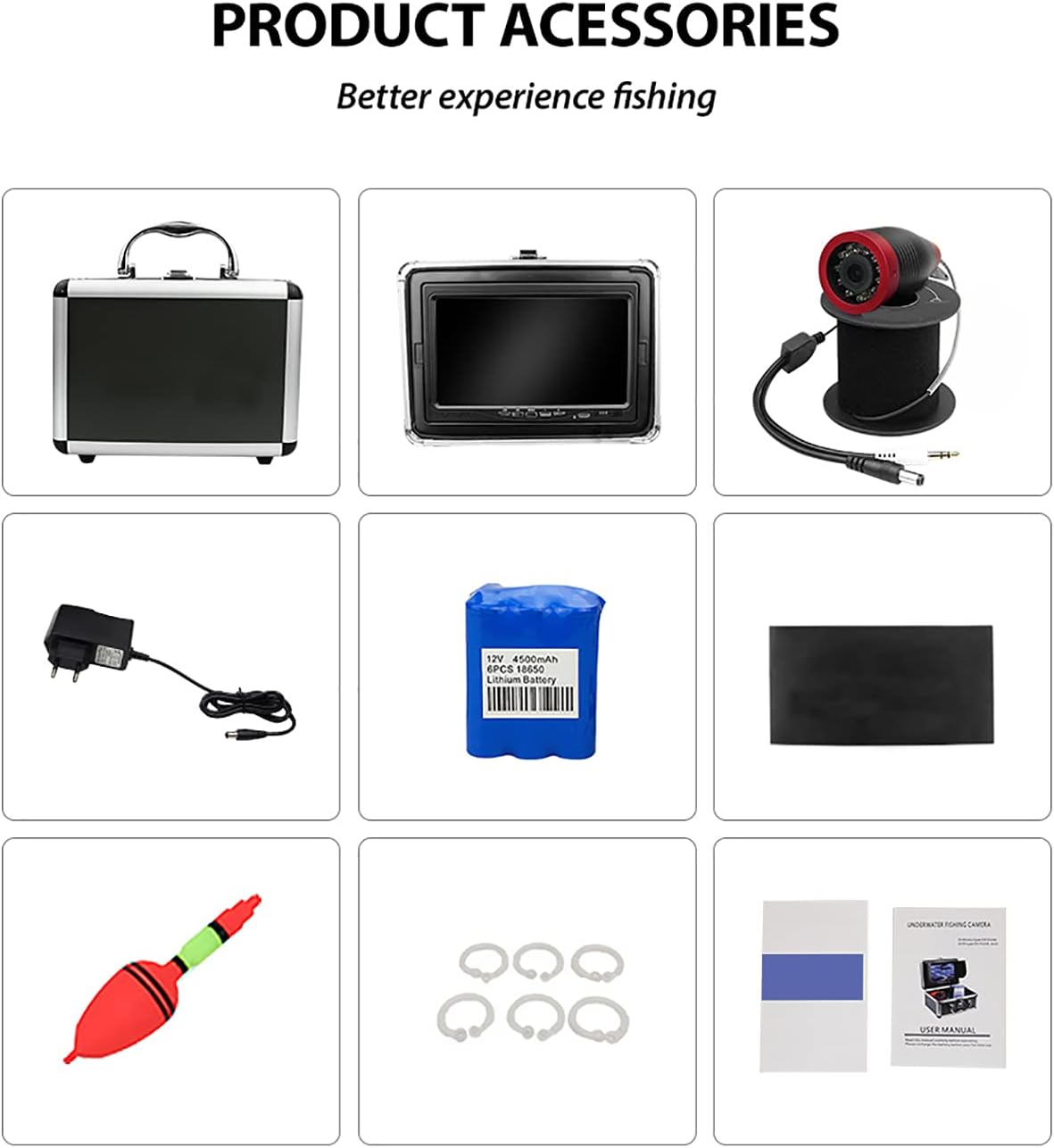 Underwater Fishing Camera with 4.3 Inch IPS Screen 1000TVL 30m Cable D457900