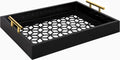 Navy Blue and Gold Rectangle Decorative Tray with Metal Handles H86325