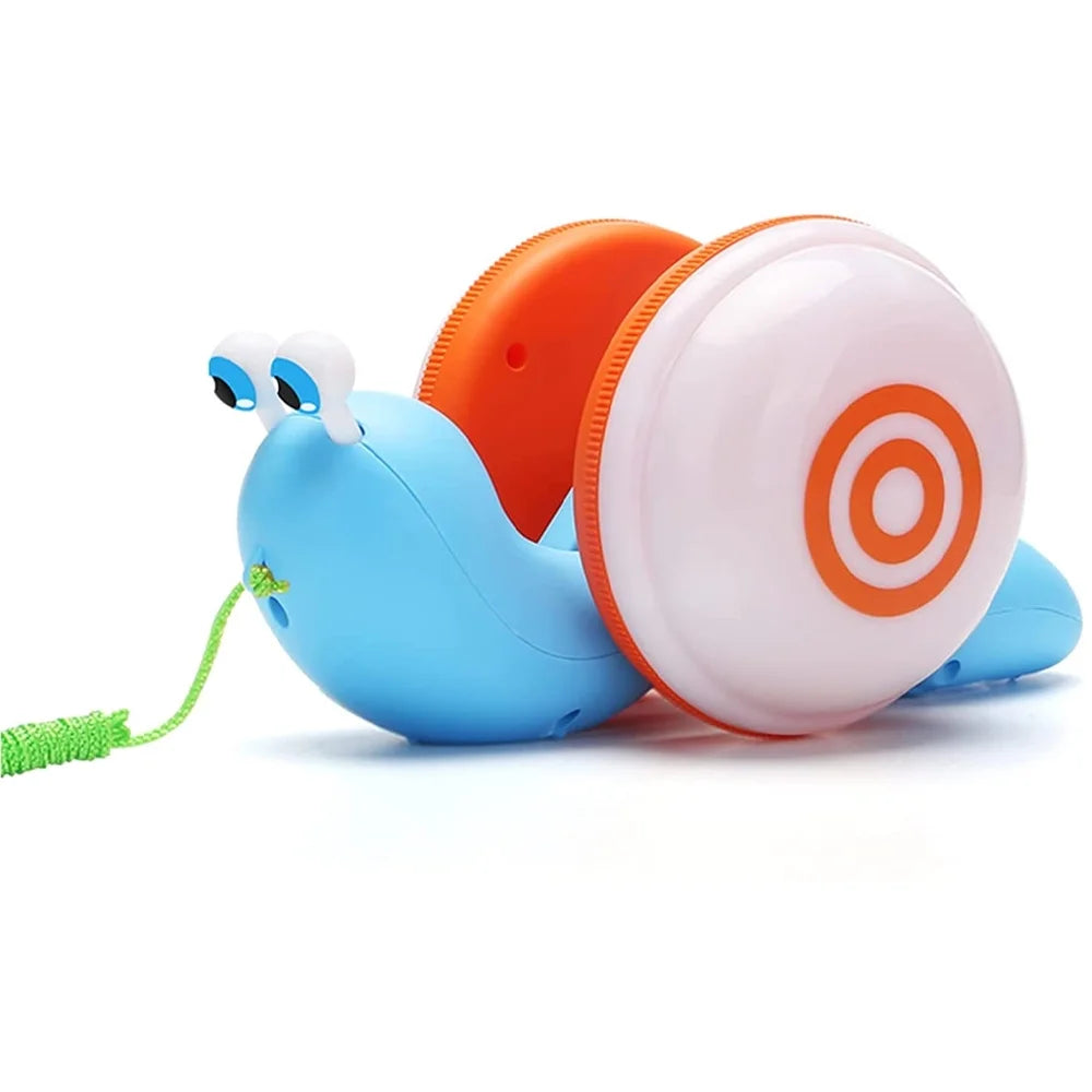 Colorful Light Music Push Pull Walking Snail Toddler Toy W7397