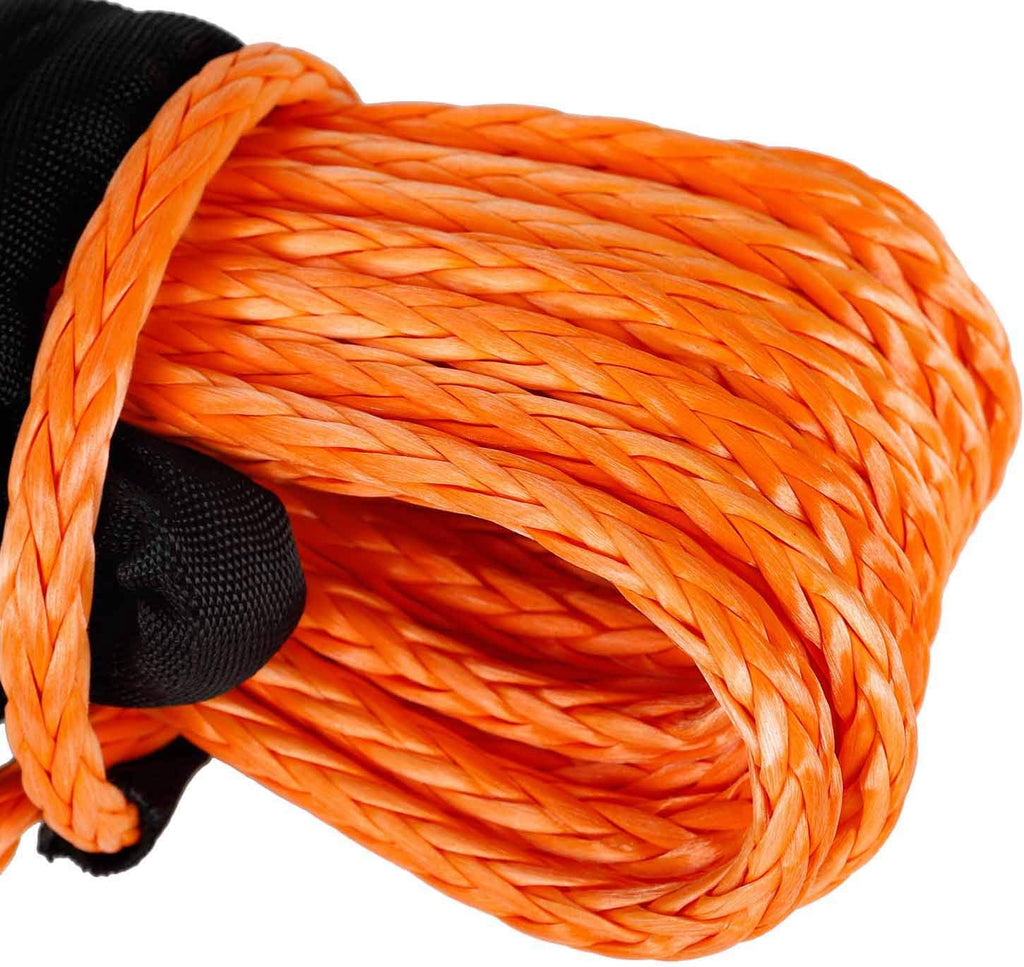 5/16" x 50' Synthetic Winch Rope 20000 LB Capacity Orange Pack of 2 P239588