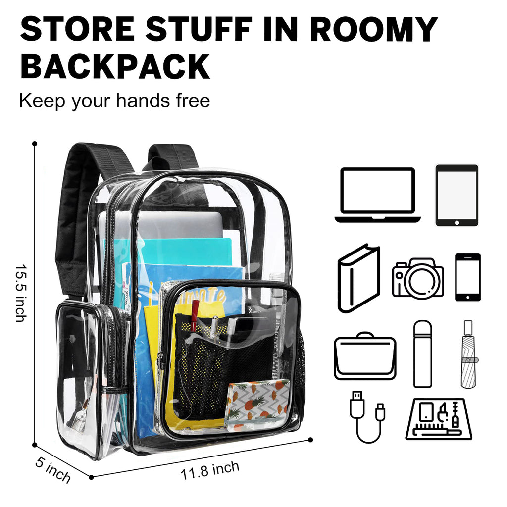Clear Backpack with Reinforced Strap D8482