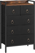 5 Drawer Dresser with Steel Frame and Wood Top D766