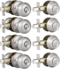 4 Pack Satin Nickel Entry Door Knob and Single Cylinder Deadbolt Combo Pack H28330