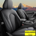 Black Faux Leather Car Seat Covers Full Set for Highlander W10537