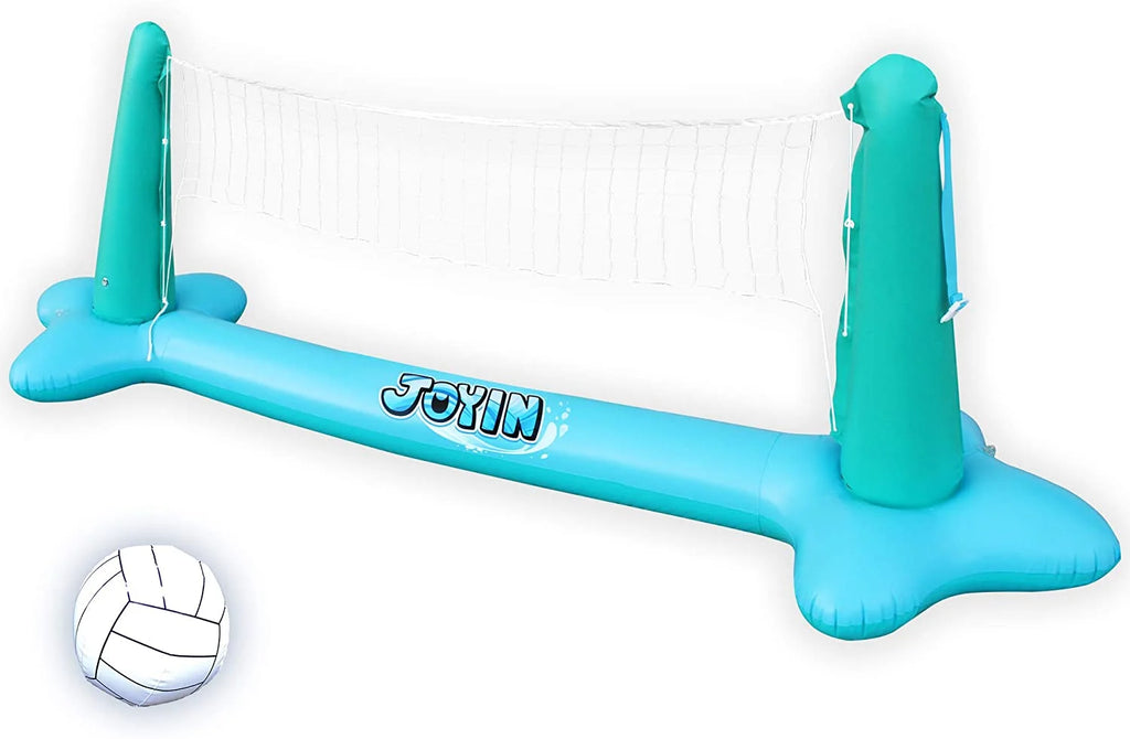 Inflatable Pool Float Set with Volleyball Net & Basketball Hoops Balls R65954